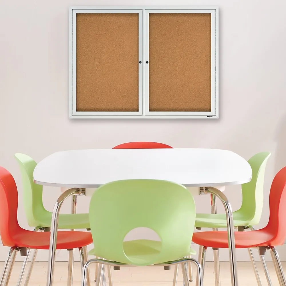 Bulletin*Quartet Cork Enclosed Board, Aluminum Frame, 3'H x 4'W (2364)