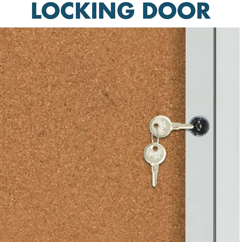 Bulletin*Quartet Cork Enclosed Bulletin Board, Aluminum Frame, 3'H x 2'W (2363)