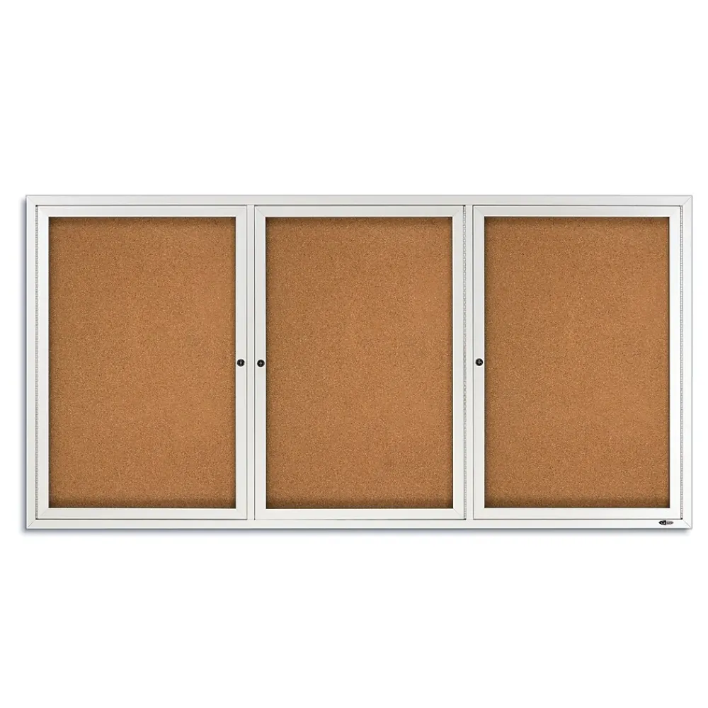 Bulletin*Quartet Cork Enclosed Bulletin Board, Aluminum Frame, 3'H x 6'W (2366)
