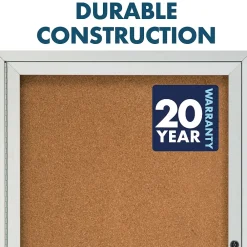 Bulletin*Quartet Cork Enclosed Bulletin Board, Aluminum Frame, 3'H x 6'W (2366)