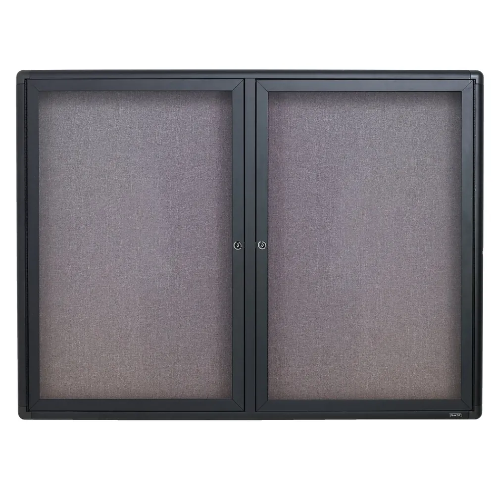Bulletin*Quartet Fabric Enclosed Bulletin Board, Graphite Frame, 3'H x 4'W (2364L)