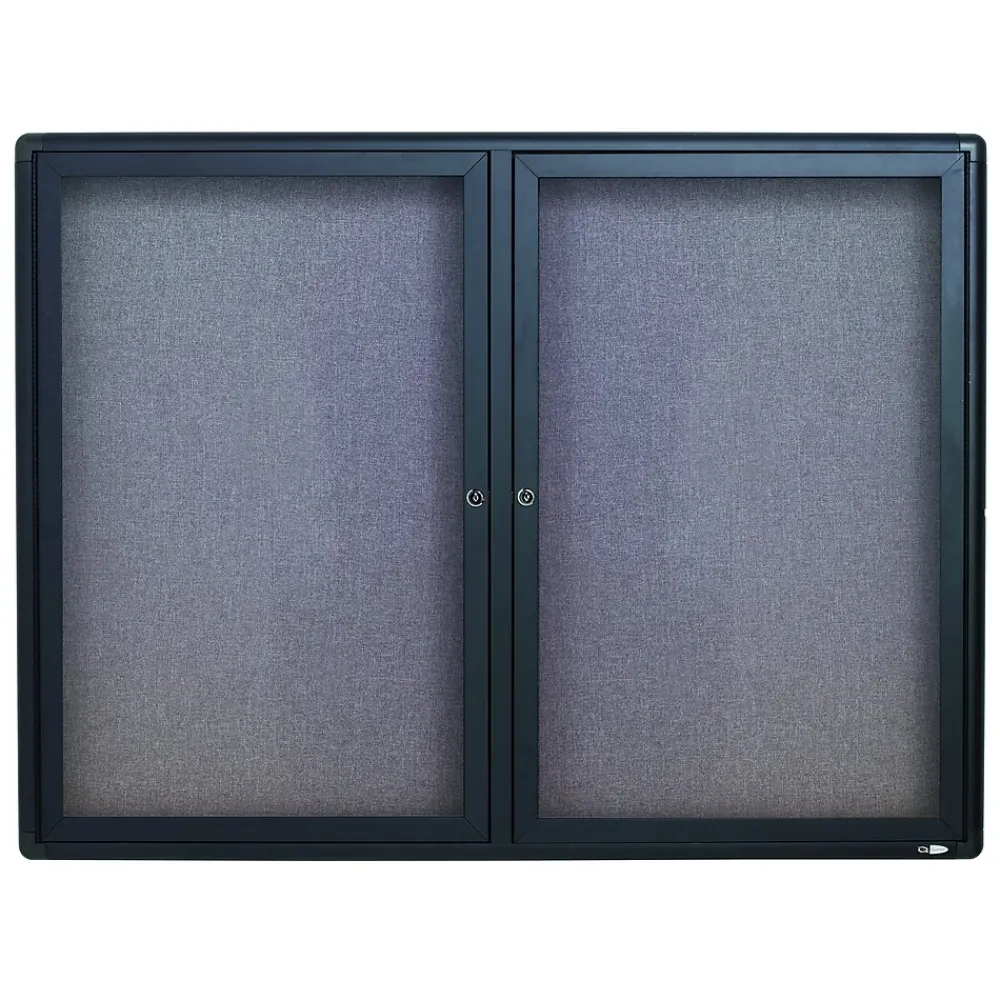Bulletin*Quartet Fabric Enclosed Bulletin Board, Graphite Frame, 3'H x 4'W (2364L)