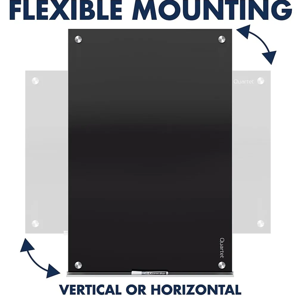 Dry Erase*Quartet Infinity Magnetic Glass Dry-Erase Whiteboard, Black, 3' x 2' (G3624B)