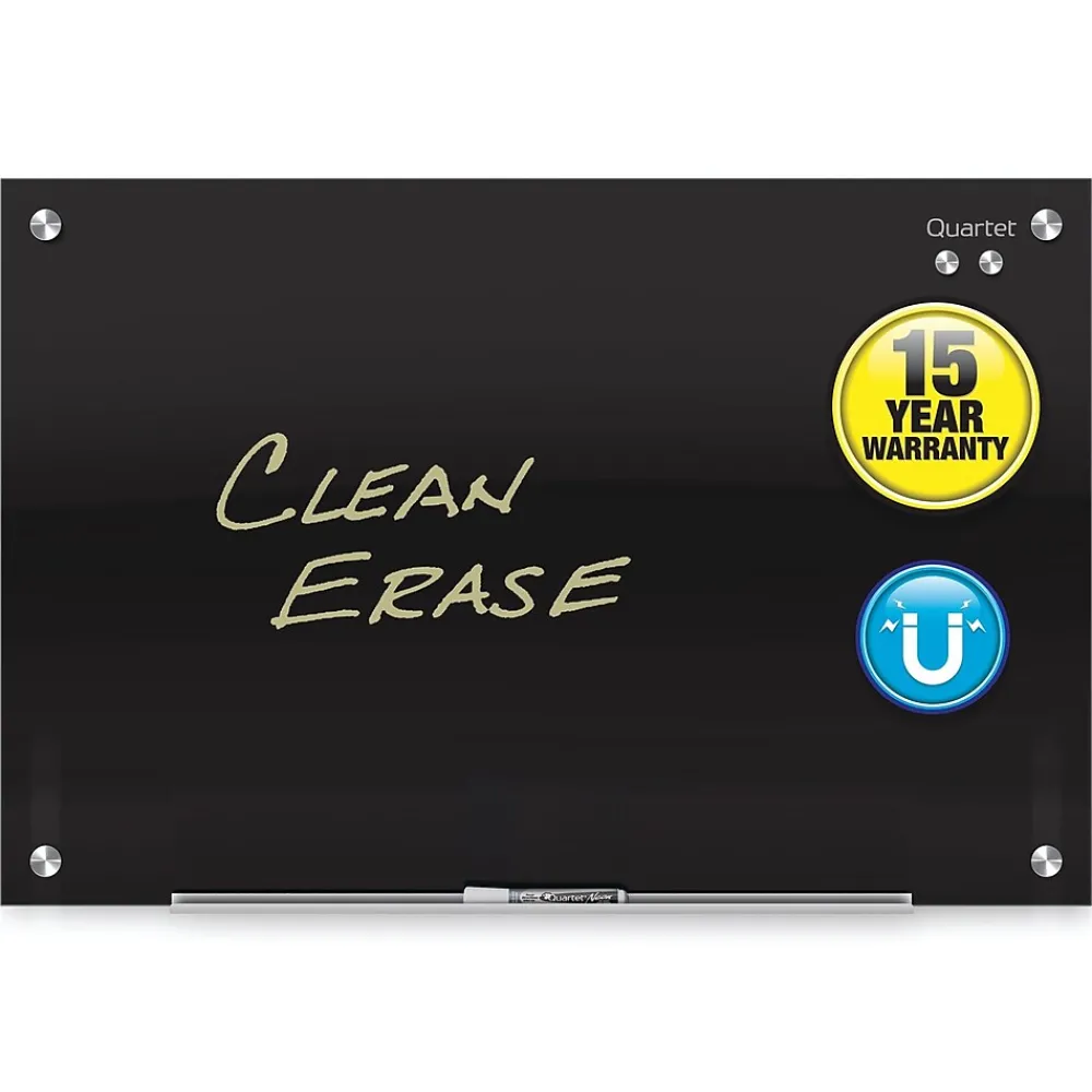 Dry Erase*Quartet Infinity Magnetic Glass Dry-Erase Whiteboard, Black, 3' x 2' (G3624B)