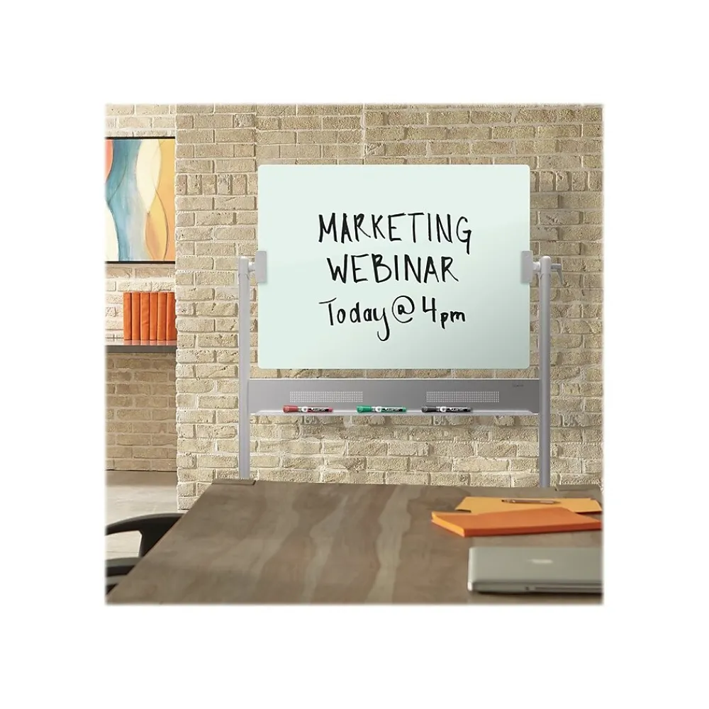 Dry Erase*Quartet Infinity Magnetic Glass Dry-Erase Mobile Presentation Whiteboard Easel, Silver Base, 3' x 4' (ECM43G)