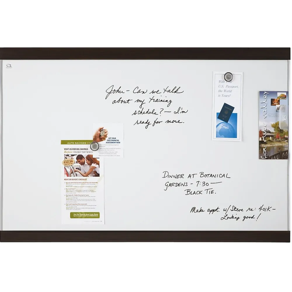 Dry Erase*Quartet Magnetic Dry-Erase Whiteboard, Mahogany Finish and Aluminum Frame, 2' x 3'