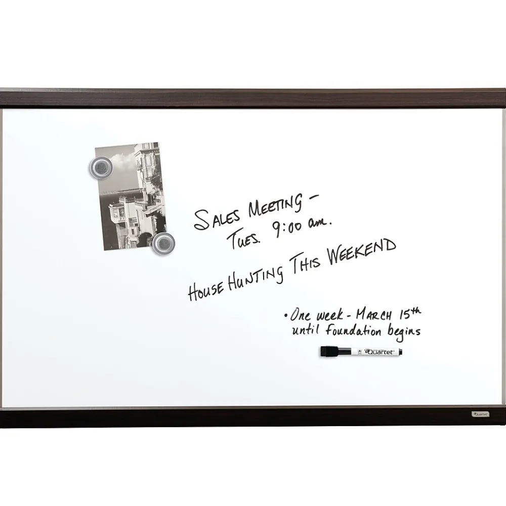 Dry Erase*Quartet Magnetic Dry-Erase Whiteboard, Mahogany Finish and Aluminum Frame, 2' x 3'