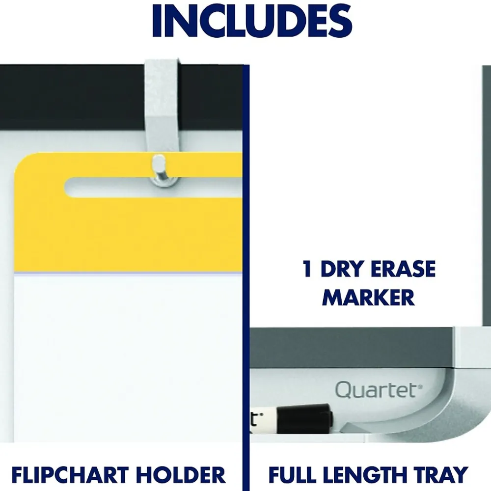 Dry Erase*Quartet ® Prestige® 2 Magnetic Mobile Presentation Whiteboard Easel, 3' x 2' (ECM32P2)