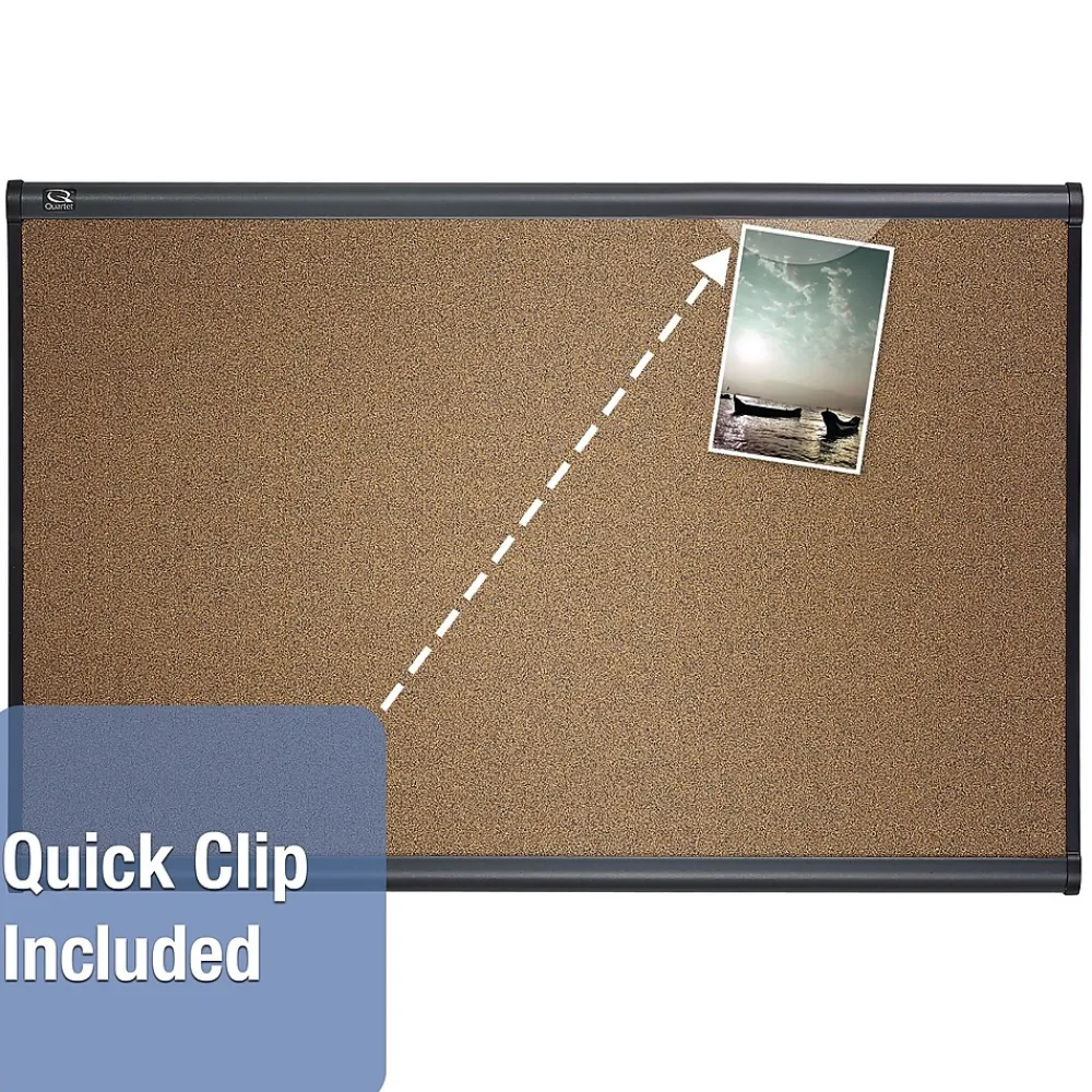 Bulletin*Quartet Prestige Cork Bulletin Board, Graphite Frame, 4'H x 6'W (B247G)