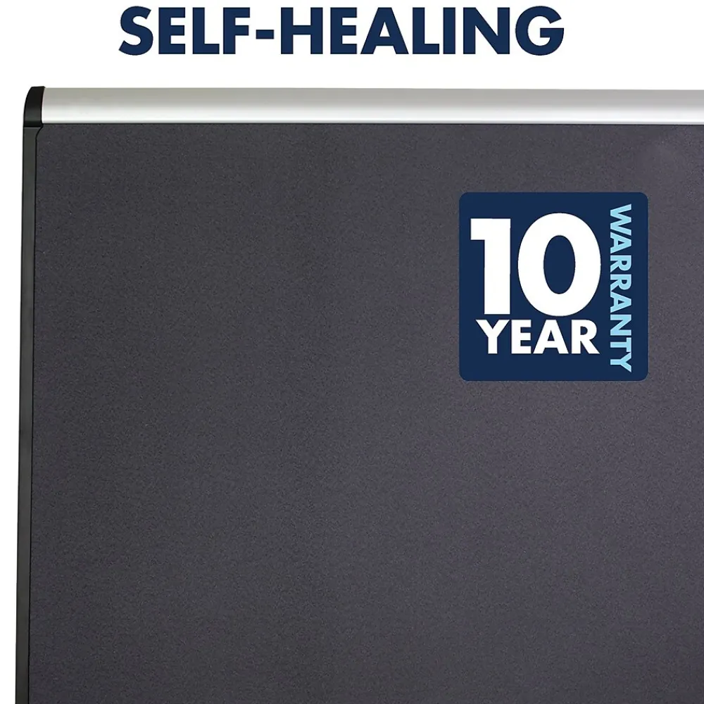 Bulletin*Quartet Prestige Plus Magnetic Fabric Bulletin Board, Aluminum Frame, 4'H x 6'W (MB547A)