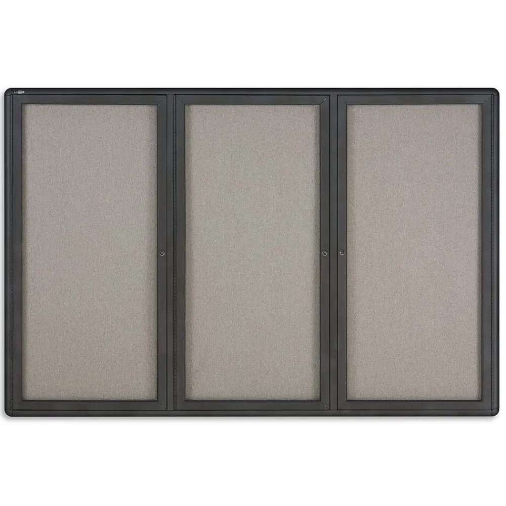 Bulletin*Quartet Radius Fabric Enclosed Bulletin Board, Graphite Frame, 4'H x 6'W (2367L)