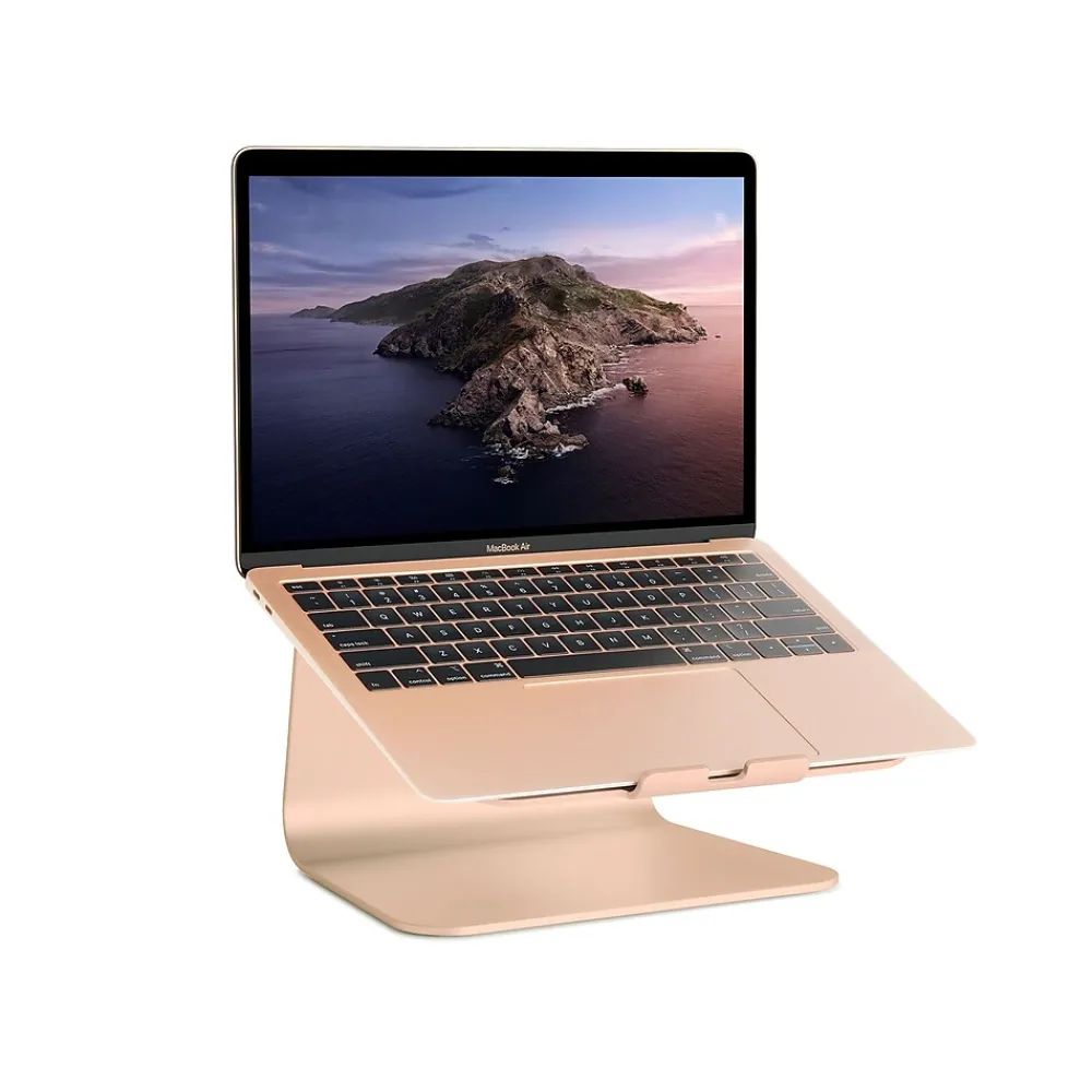 mStand 10"W x 7.5"D Aluminum Laptop Stand, Gold (10071)<Rain Design