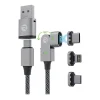 The Magic 180 Pro Fast-Charging Cable for iOS, Micro USB & USB-C, 6.5-ft., Black (RACMAG720-23E-BLAB)<Raycon New