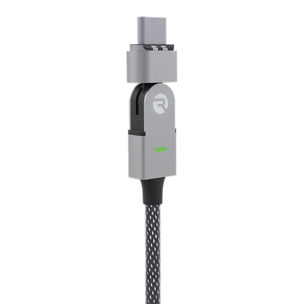 The Magic 180 Pro Fast-Charging Cable for iOS, Micro USB & USB-C, 6.5-ft., Black (RACMAG720-23E-BLAB)<Raycon New