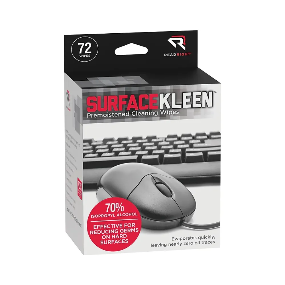 SurfaceKleen Premoistened Cleaning Wipes, 5" x 5", Unscented, 72/Box (RR15109)<Read Right Discount