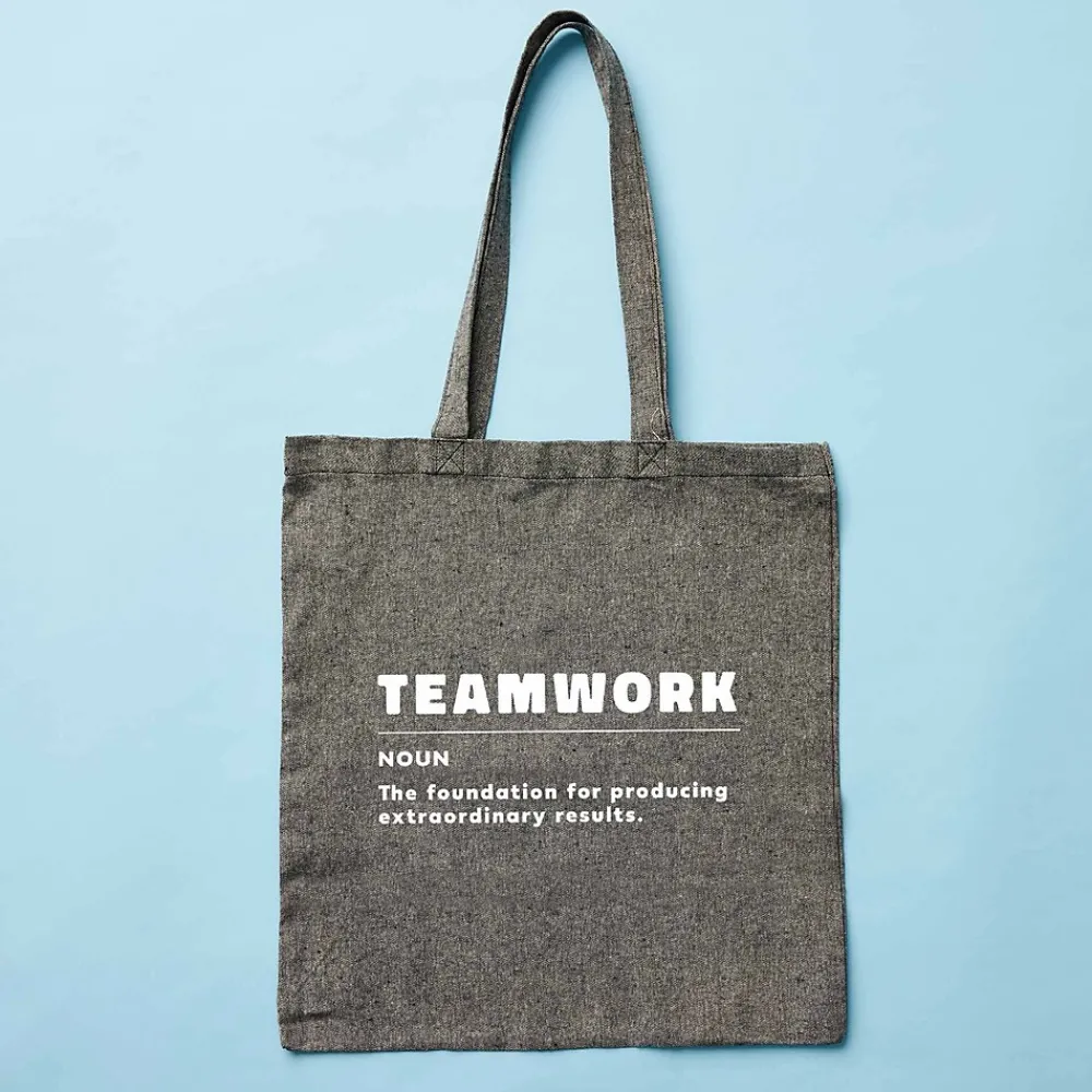 Recycled Cotton Twill Tote - Teamwork - 5 Pack<Baudville Discount