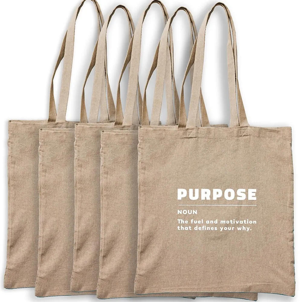 Recycled Cotton Twill Tote - Purpose - 5 Pack<Baudville Outlet