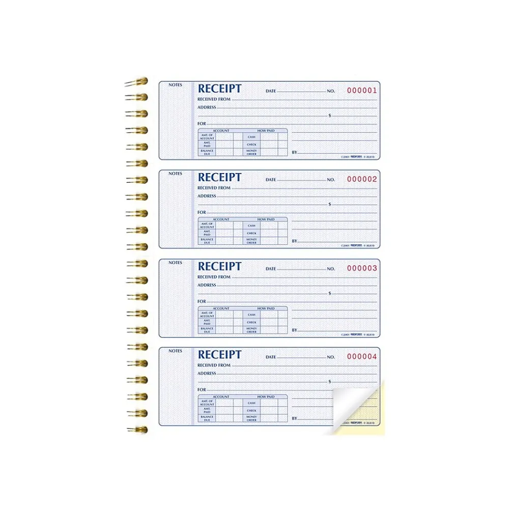 Accounting & Record Journals*Rediform Gold Standard 2-Part Carbonless Receipts Book, 7"L x 2.75"W, 300 Forms/Book (8L810)