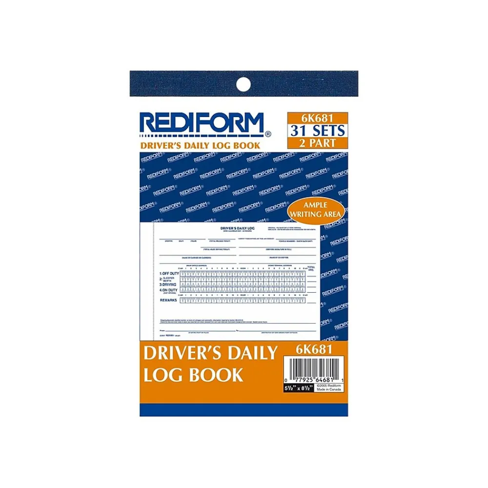 Business Forms*Rediform 2-Part Carbon Driver's Daily Logs, 5.5"L x 7.88"W, 31 Sets/Book (6K681)