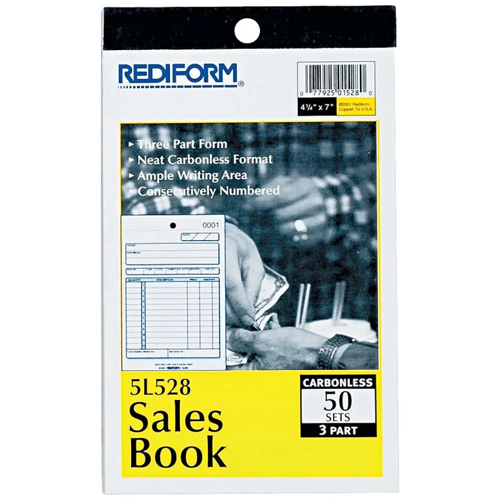 Business Forms*Rediform 3-Part Carbonless Receipts, 4-1/4" x 6-3/8", 50 Sets/Book (RED5L528)