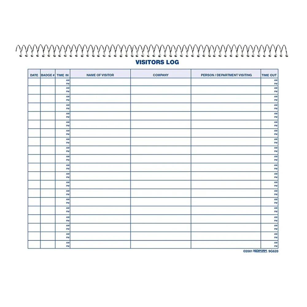 Accounting & Record Journals*Rediform Visitors Log Book, 11" x 8.5", 50 Pages, Multicolor (9G620)
