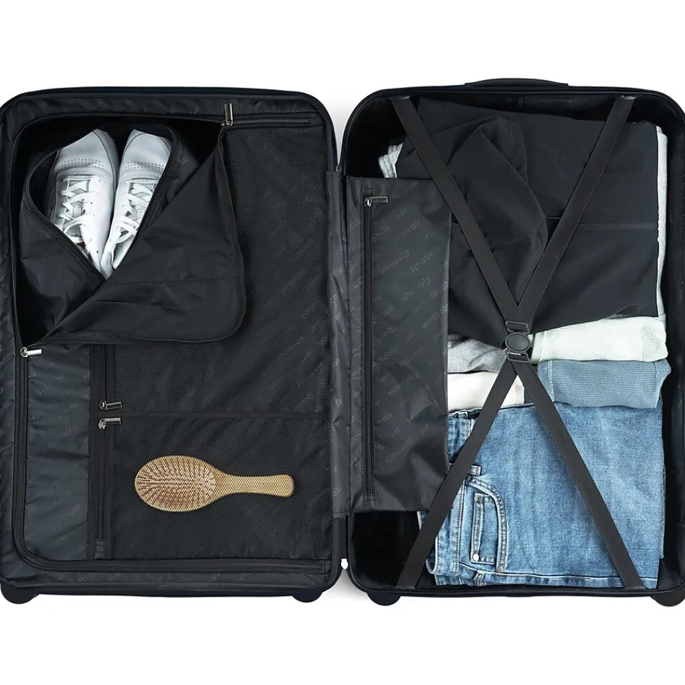 2-Piece Hardside Spinner Carry-On Luggage Set, TSA Checkpoint Friendly, Black (HLG2102RB-BLACK)<Reebok Clearance