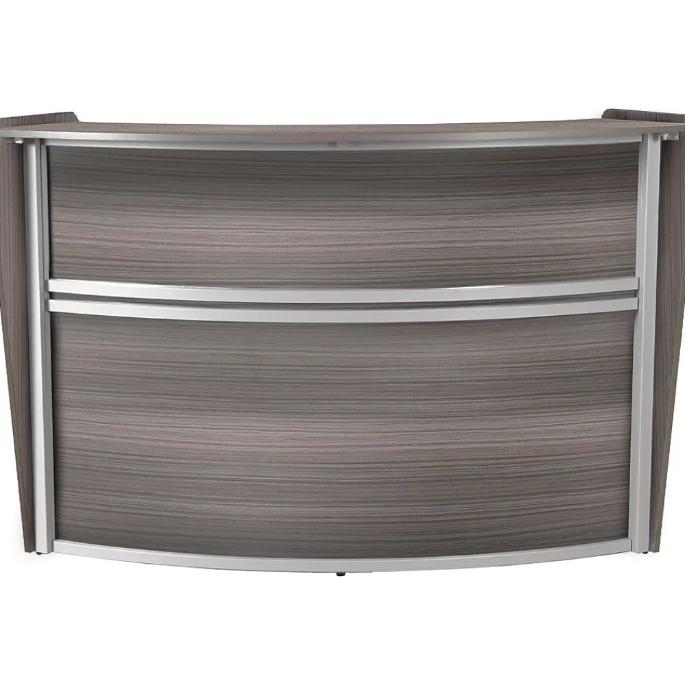 Office Desks*Regency Marque 72"W Curved Reception Desk Workstation, (77290GY) Driftwood Gray