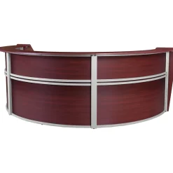 Office Desks*Regency Marque 144"W Curved Reception Desk Workstation, (77293MH) Mahogany