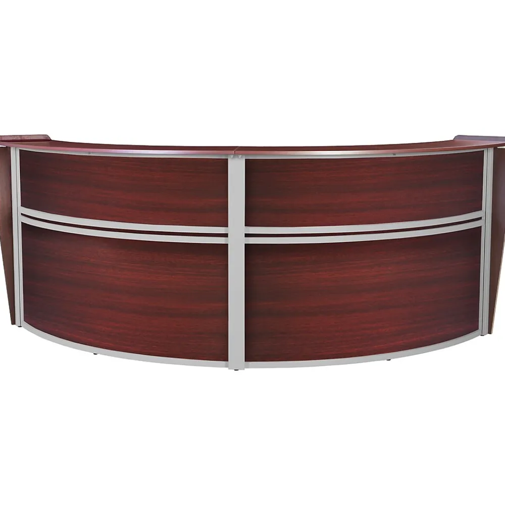 Office Desks*Regency Marque 124.5"W Curved Reception Desk Workstation, (77292MH) Mahogany