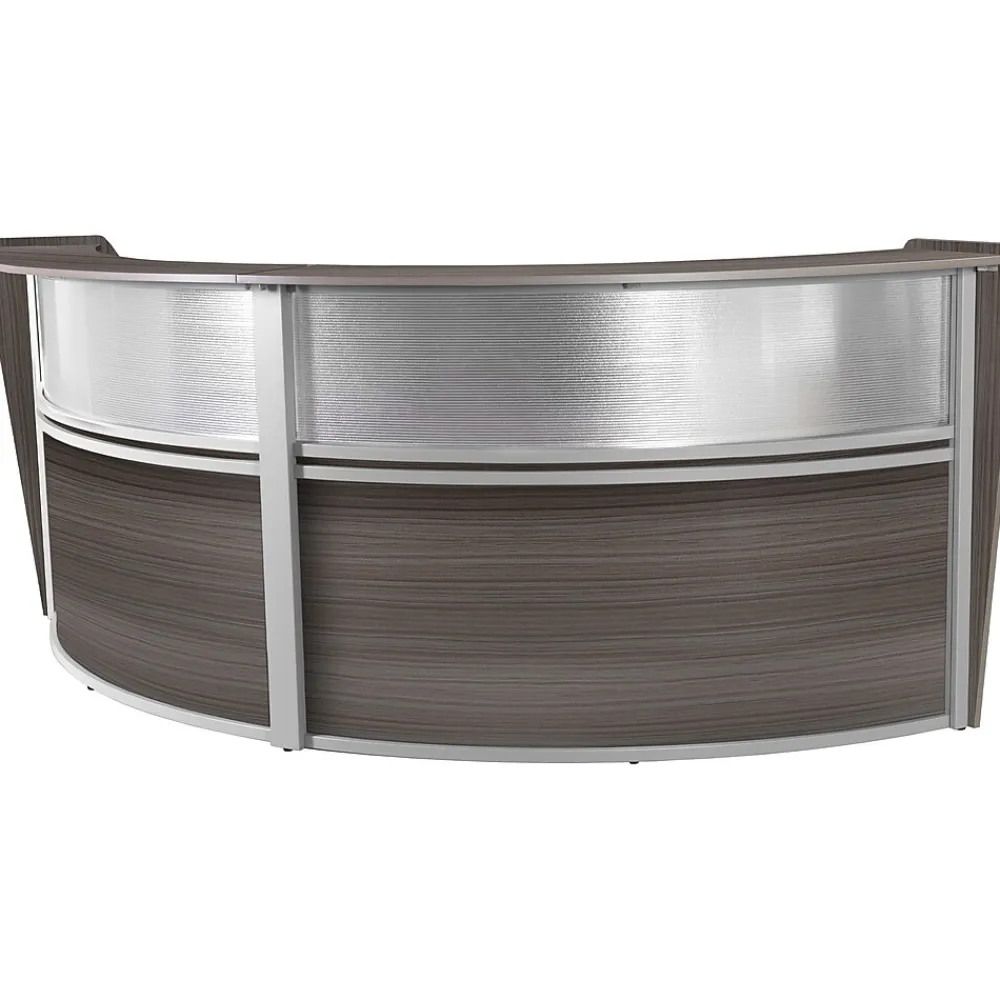 Office Desks*Regency Marque 124.5"W Curved Reception Desk Workstation, (77312GY) Driftwood Gray