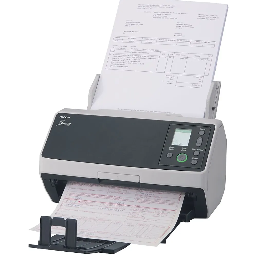Ricoh Fi 8170 PA03810-B055 Duplex Document Scanner, Black/White