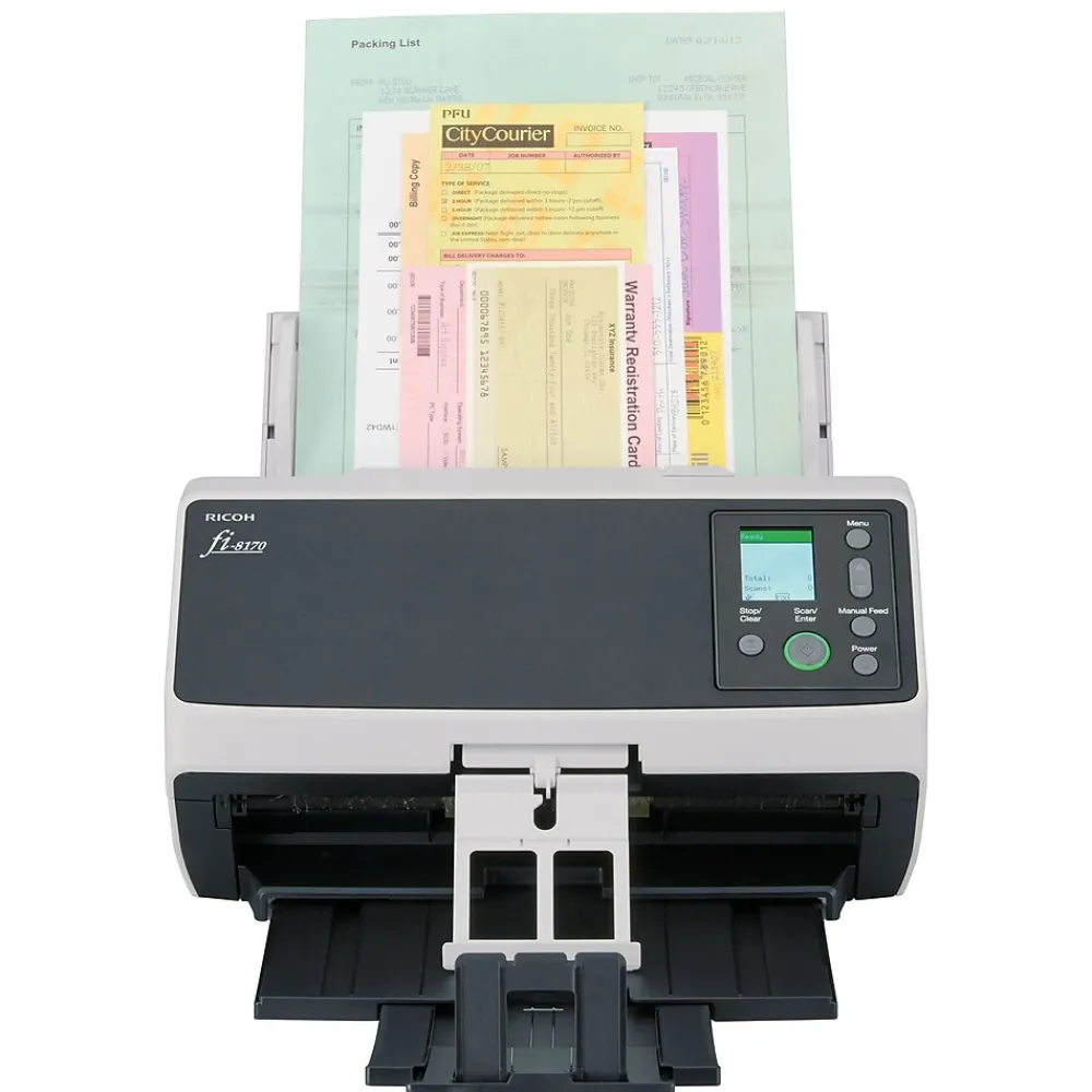 Ricoh FI-8170 CG01000-303101 Document Scanner with 3 Additional Years of Advance Exchange Service, Black/White