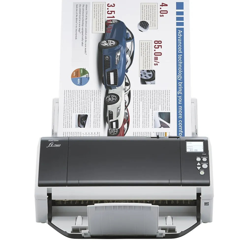 Ricoh fi-7460 PA03710-B055 Duplex Document Scanner, Black/White