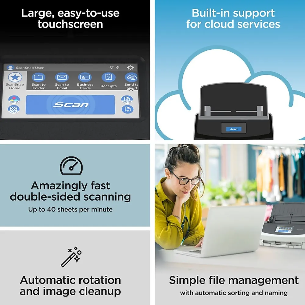 Ricoh ScanSnap IX1600 PA03770-B635 Wireless Duplex Document Scanner, Black
