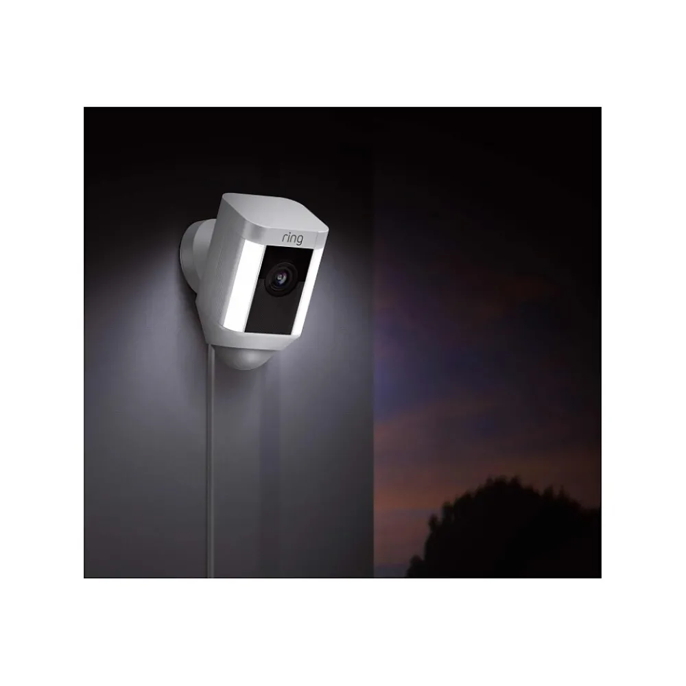 Ring Spotlight WiFi Indoor/Outdoor Cam, Wired (Plug-In), White (8SH1P7-WEN0)