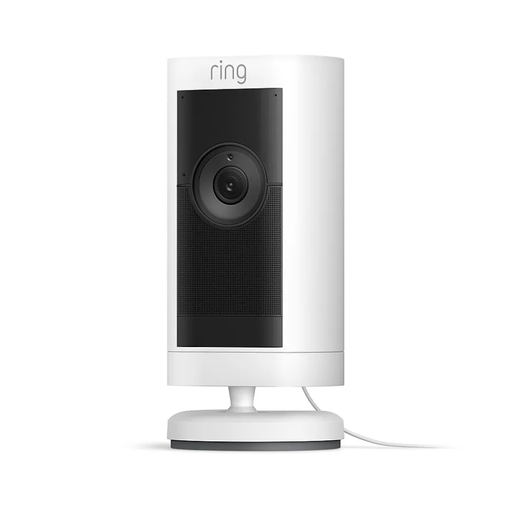 Ring Stick Up Cam Pro Plug In Indoor/Outdoor HDR Security Camera, White (B09CKN2D4S)