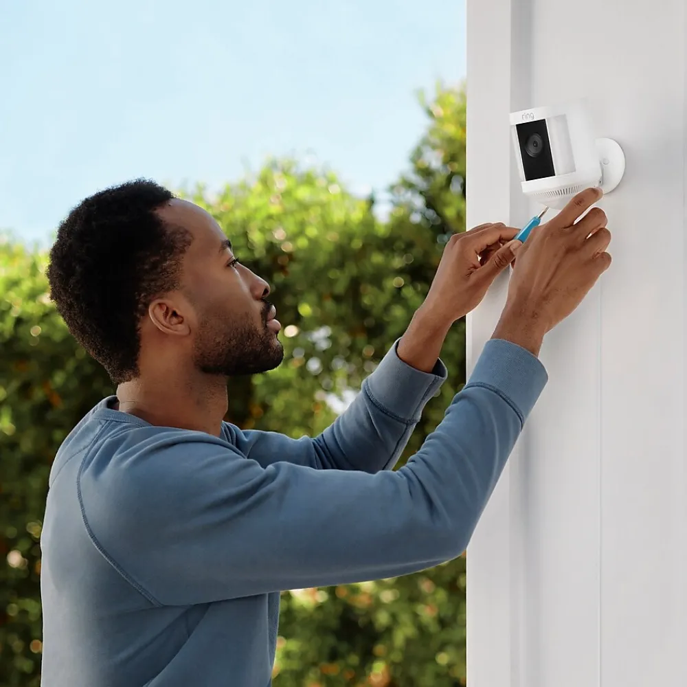 Ring Spotlight Cam Plus Outdoor Wireless Security Camera, White (B09J1TB7TB)
