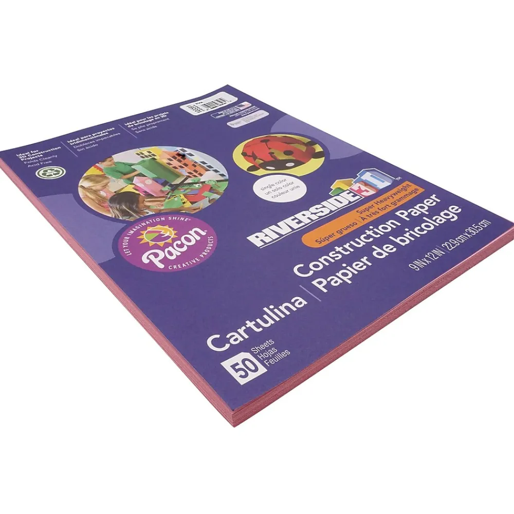 Construction Paper*Riverside 3D 9" x 12" Construction Paper, Pink, 50 Sheets (P103591)