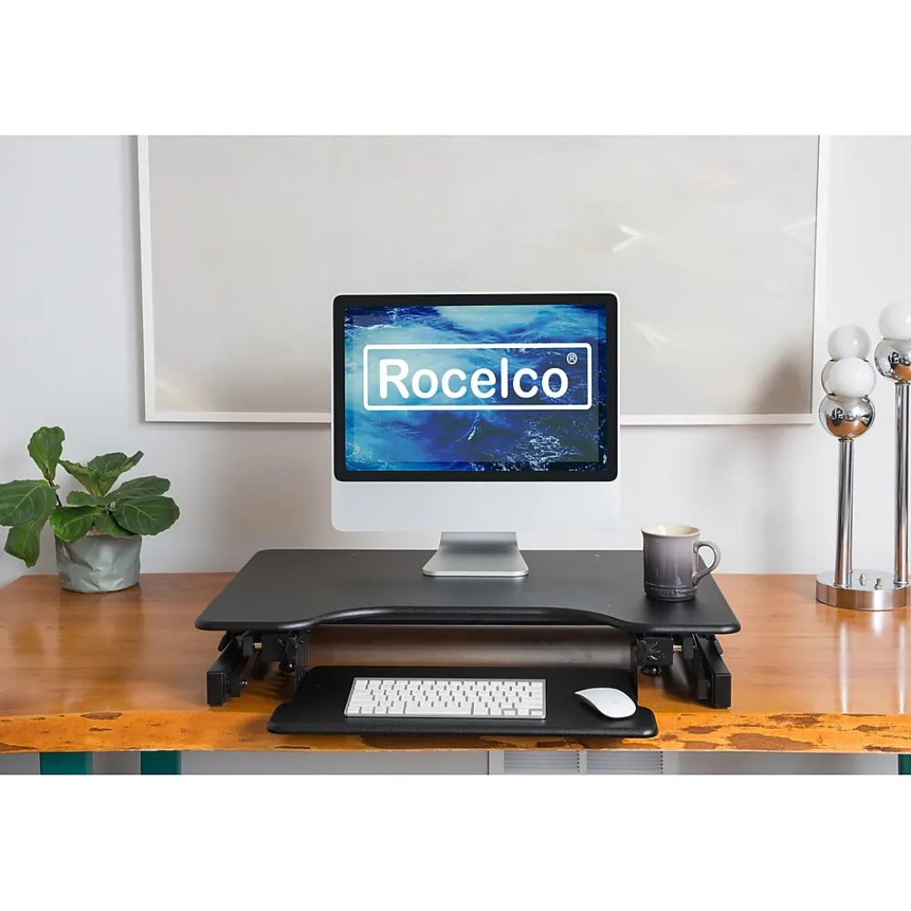 Standing Desks*Rocelco 32"W Manual Adjustable Standing Desk Converter, Black (R EADRB2)
