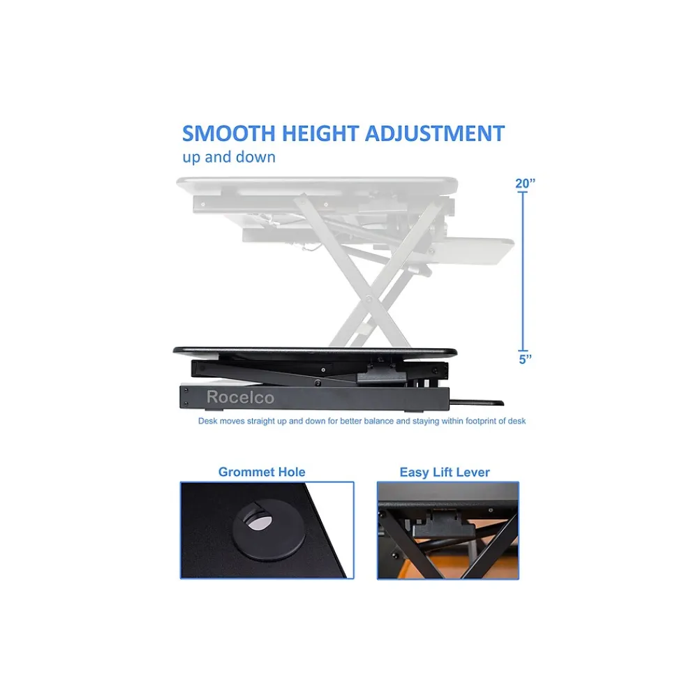 Standing Desks*Rocelco 40"W Manual Adjustable Standing Desk Converter, Black (R DADRB-40)