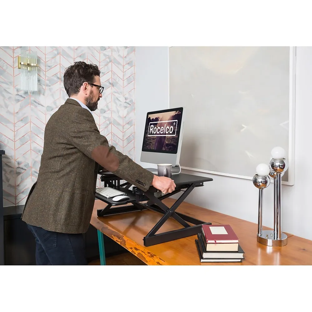 Standing Desks*Rocelco 40"W Manual Adjustable Standing Desk Converter, Black (R DADRB-40)