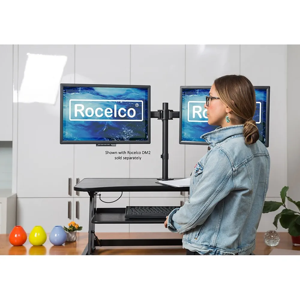 Standing Desks*Rocelco 38"W Manual Adjustable Standing Desk Converter, Black (R DADRB)
