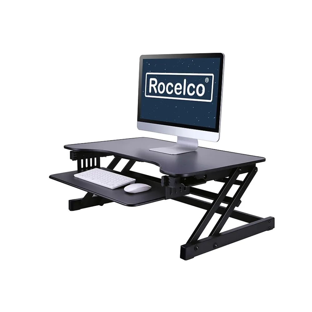 Standing Desks*Rocelco 38"W Manual Adjustable Standing Desk Converter, Black (R DADRB)