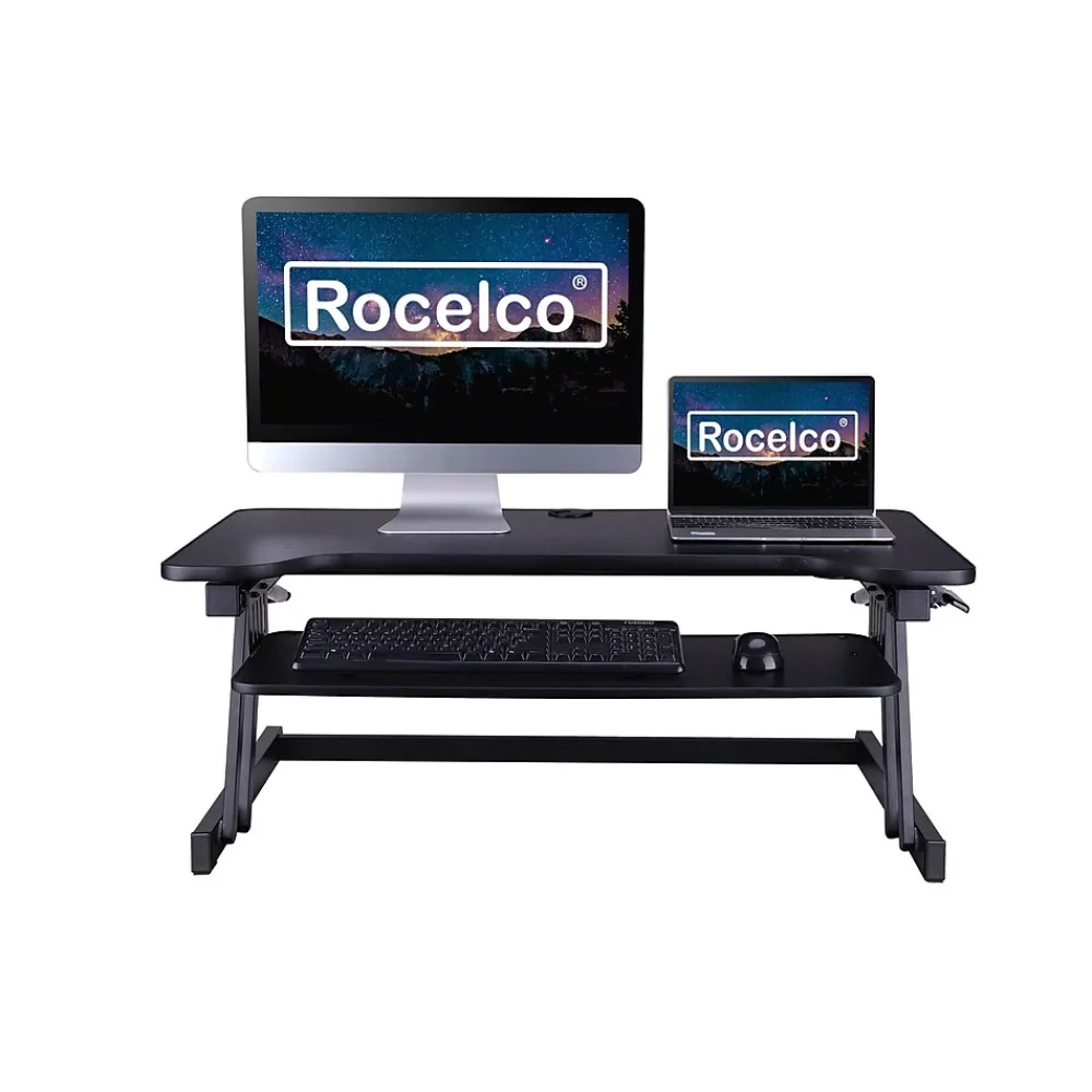 Standing Desks*Rocelco 38"W Manual Adjustable Standing Desk Converter, Black (R DADRB)