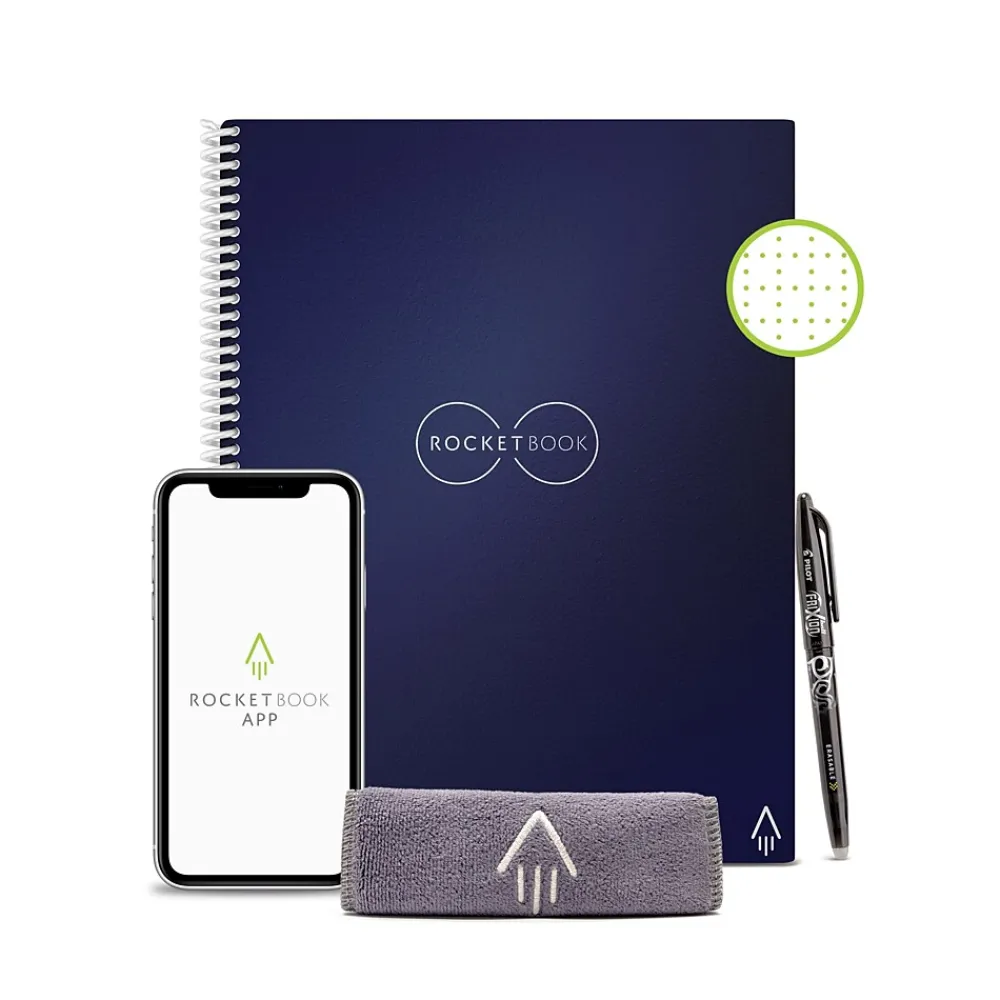 Notebooks|Rocketbook Core 1-Subject Smart Notebook, 8.5" x 11", Dotted, 32 Sheets, Blue (EVR-L-K-CDF)