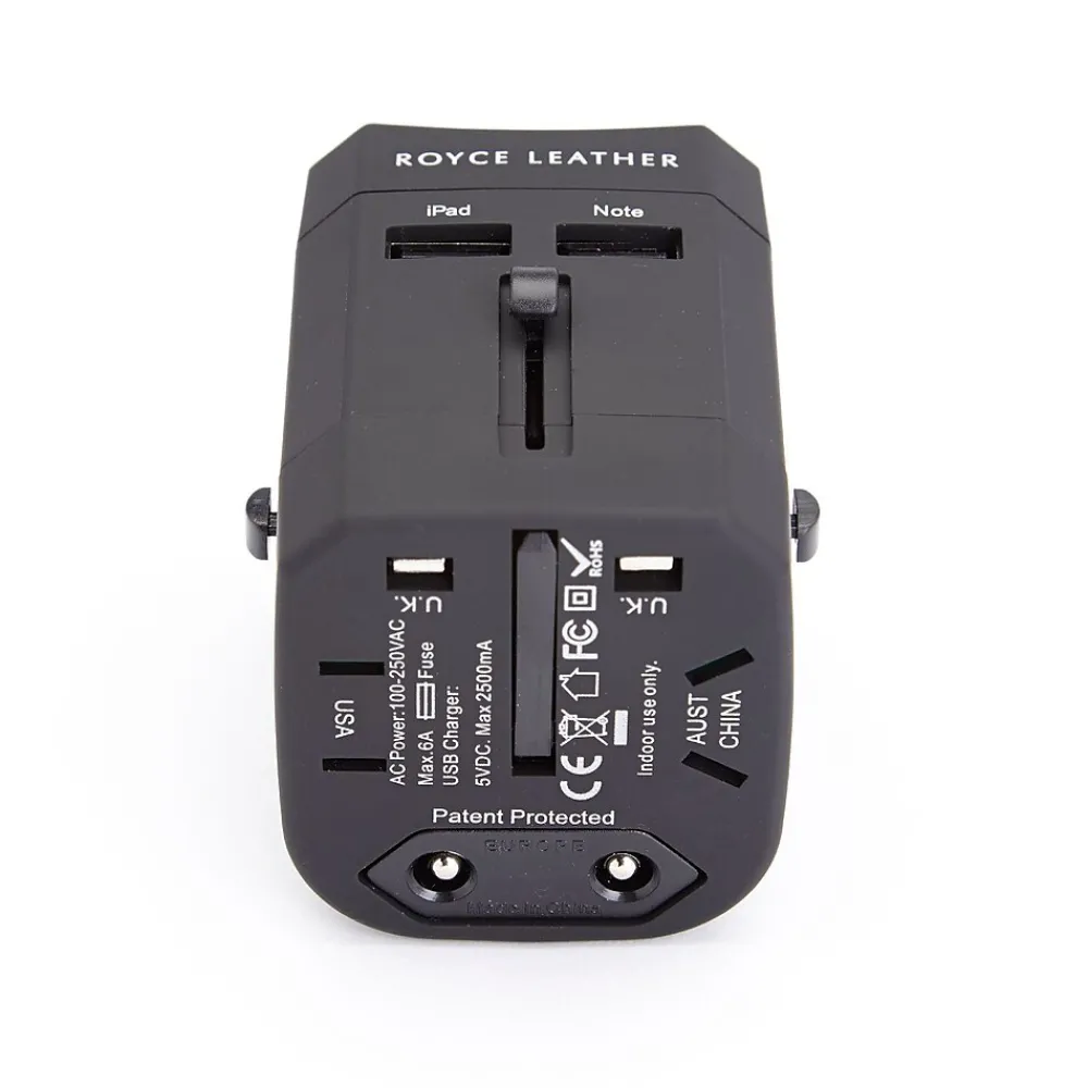 International Travel Power Adapter, Black (881-BL-PL)<Royce Leather Clearance