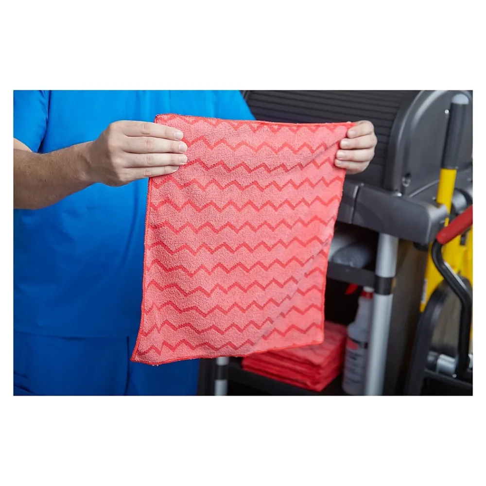 HYGEN Microfiber Cleaning Rags, 16" x 16", Red, 12 Rags/Pack (FGQ62000RD00)<Rubbermaid Best