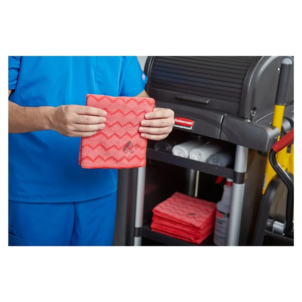 HYGEN Microfiber Cleaning Rags, 16" x 16", Red, 12 Rags/Pack (FGQ62000RD00)<Rubbermaid Best