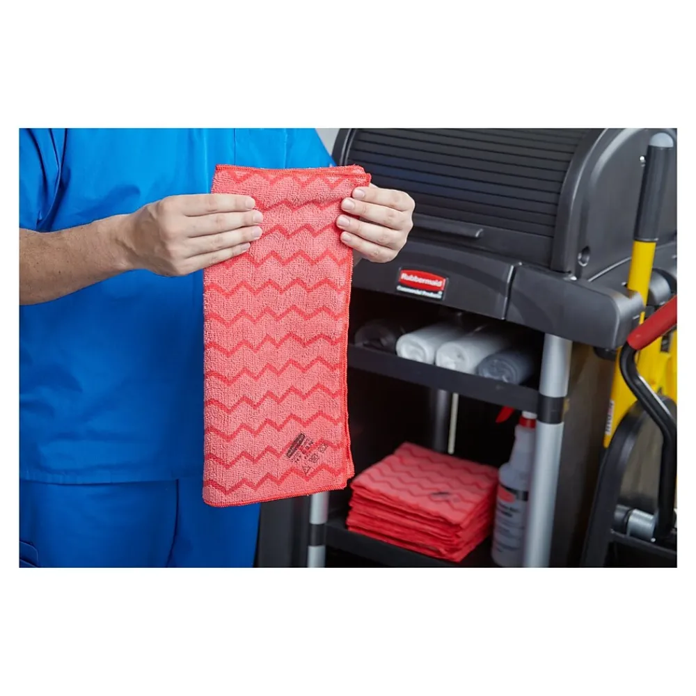 HYGEN Microfiber Cleaning Rags, 16" x 16", Red, 12 Rags/Pack (FGQ62000RD00)<Rubbermaid Best