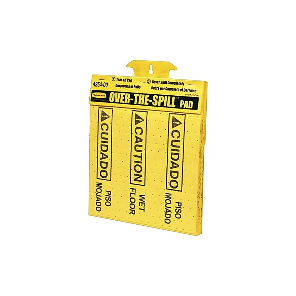Rubbermaid "Over-The-Spill" Pad Tablet, 17" x 14", Yellow, 25/Pack (FG425400YEL)
